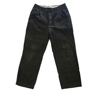 Braggi Mens Pleated Corduroy Pants 33x28 Faded Black Wide Leg Cotton Trousers